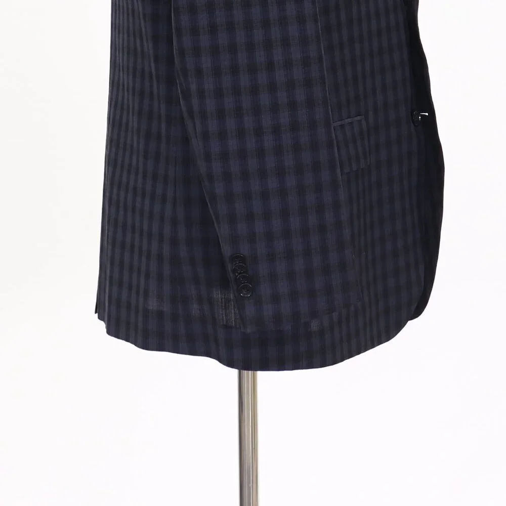 Calibrate 44R Blue Check 2-Button Sport Coat Blazer Jacket T136